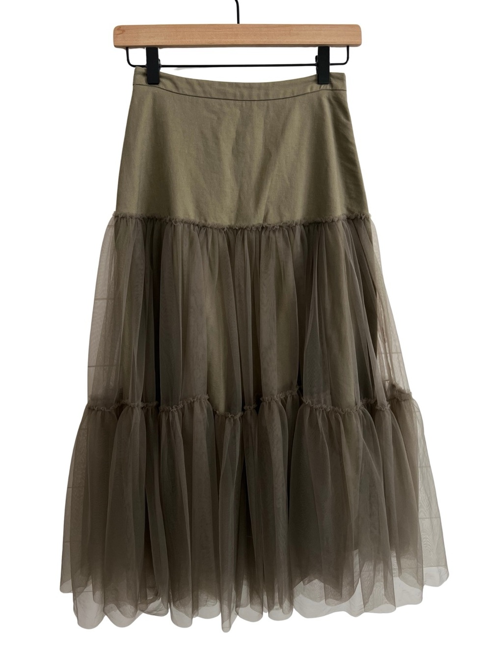 Mare Mare x Anthropologie Tiered Tulle Midi Skirt NWT Womens XXS Fairy Boho - Picture 3 of 13